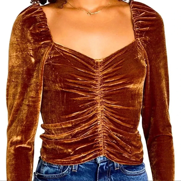 *Final Price* BB Dakota Small Velour Top, Bronze NWT - Picture 1 of 4